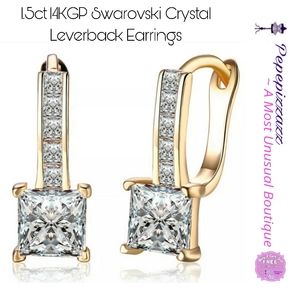 Sale 14kgp 1.5ct Swarovski Crystal Leverback earrings ✨️ ♥️ 😍